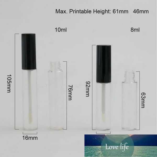 100 x 8 ml 10 ml vuoto Tubo per rossetto Contenitore per balsamo per labbra Flacone lucido Tubo / Pennello / Tappo all'ingrosso