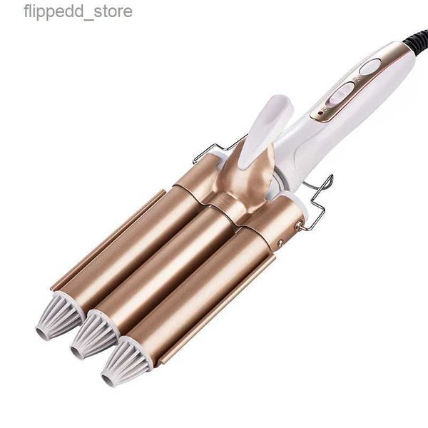 Lockenstäbe Professionelle Lockenstab Triple Barrel Haar Curler Haar Waver Styling Werkzeuge Elektrische Friseur Curling Für Alle Haartypen Q231128