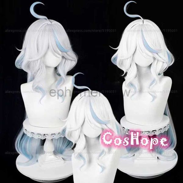 Anime Kostüme Focalors Cosplay Perücke Furina Perücke Kurze Silber Weiß Blau Perücke Cosplay Anime Cosplay Perücken Hitzebeständige Synthetische Perücken zln231128