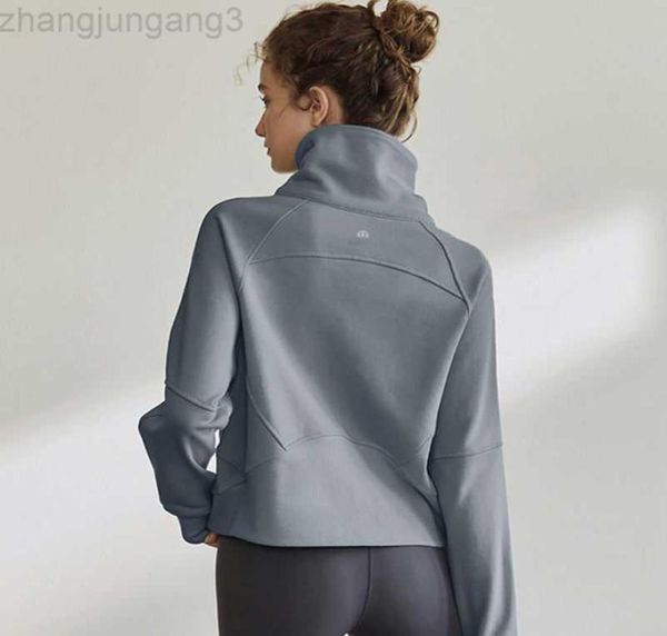 Designer Yoga Outwear Mulheres Half Zip Running Jacket Outono e Inverno Pelúcia Sports Sweater Solto Quente Pulôver S Mulheres Preto 23ss7939090