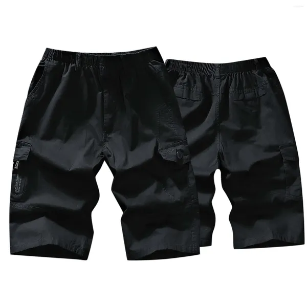 Calças masculinas moda casual multi bolso zíper fivela carga shorts ao ar livre ferramentas clássico carpinteiro