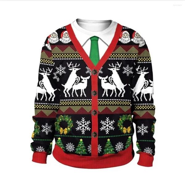 Frauen Pullover Männer Frauen Lustige Buckel Rentier Hässliche Weihnachten Pullover Pullover 3d Höhepunkt Baum Schneeflocke Print Sweatshirt