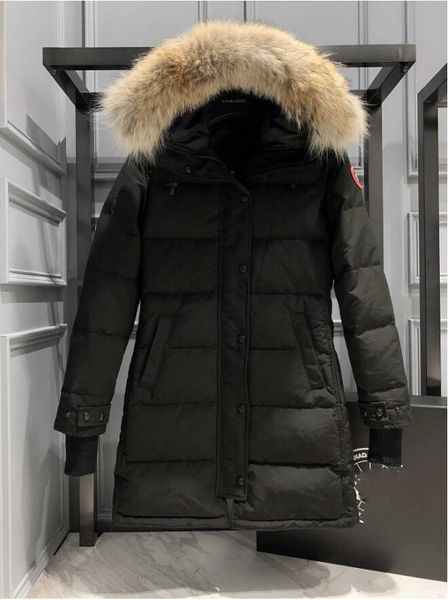 Piumini invernali Vera pelliccia di coyote Giacca da uomo Piumino da donna con cappuccio caldo Parka Uomo Canadas Goose Giacche Lettera Stampa Abbigliamento Inverno Donna Piumino di volpe bianca 1813