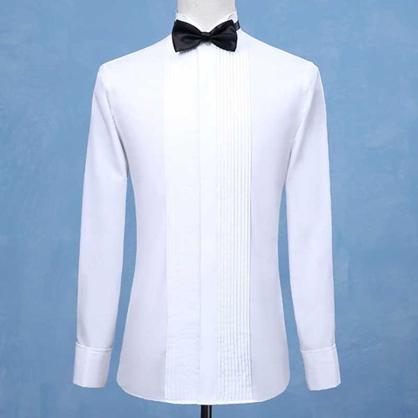 Camisas de vestido masculinas Tuxedos do noivo da moda Camisas melhores homens -padrinhos brancos maiores camisetas de casamento de homens de casamento