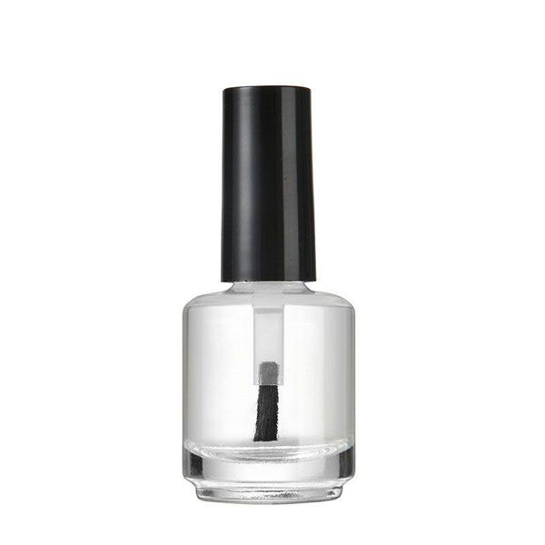 15 ml leere Nagellackflasche mit Pinsel, nachfüllbarer Klarglas-Nagellack-Aufbewahrungsbehälter mit schwarzem Deckel Qqlol