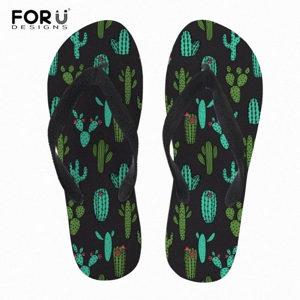 forudesigns Women Slippers Personality Cactus Slippers Prints Female Slip On Bathroom Flipflops Lady Soft Rubber Sandals Zapatillas MujPtY2#