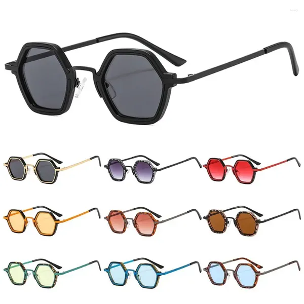 Солнцезащитные очки в стиле хип-хоп, маленькие полигональные модные унисекс Y2K, панк-оттенки, UV400, защита, металлическая оправа, солнцезащитные очки для женщин и мужчин