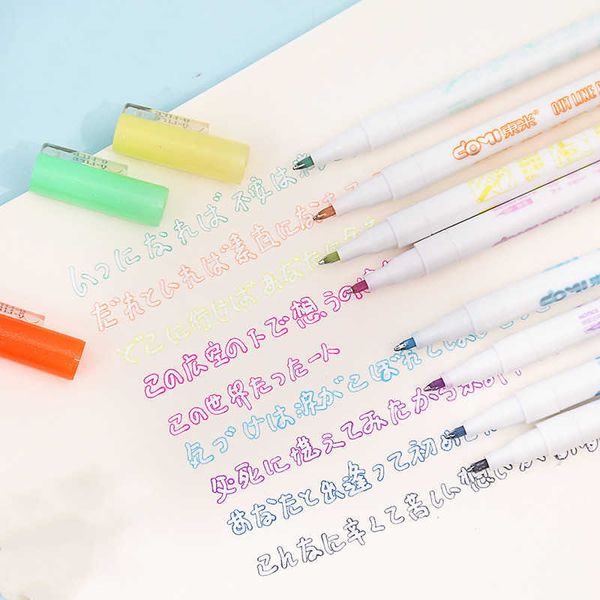 12pcswatercolor pincel s 1 peça desenho animado kawaii coloras duplas japonesas de graffiti desenho de desenho à mão Pen Office papelary presente de aniversário p230427