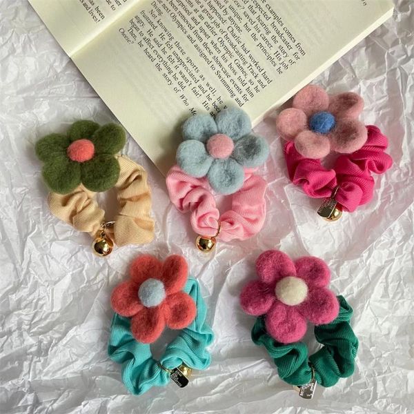 Acessórios de cabelo lã feltro flor scrunchies hairpin crianças franja hindbrain rabo de cavalo headrope laços headwear para meninas