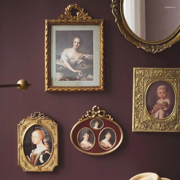 Frames Luxus Gold geschnitzt Po Rahmen Tisch Wand montiert Harz für Zuhause Wohnzimmer weiche Dekor Ornamente Zubehör