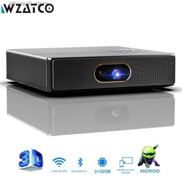 Projetores WZATCO 3D Projetor 4K 5G WIFI S5 DLP Smart Android para Home Theater Beamer Full HD 1080P Vídeo Laser Portátil MINI Proyector Q231128