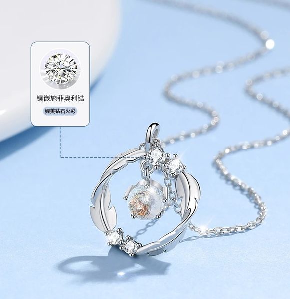 Pingentes Mobius colar feminino 999 prata esterlina pingente luz nicho de luxo para enviar namorada aniversário Tanabata presente do Dia dos Namorados