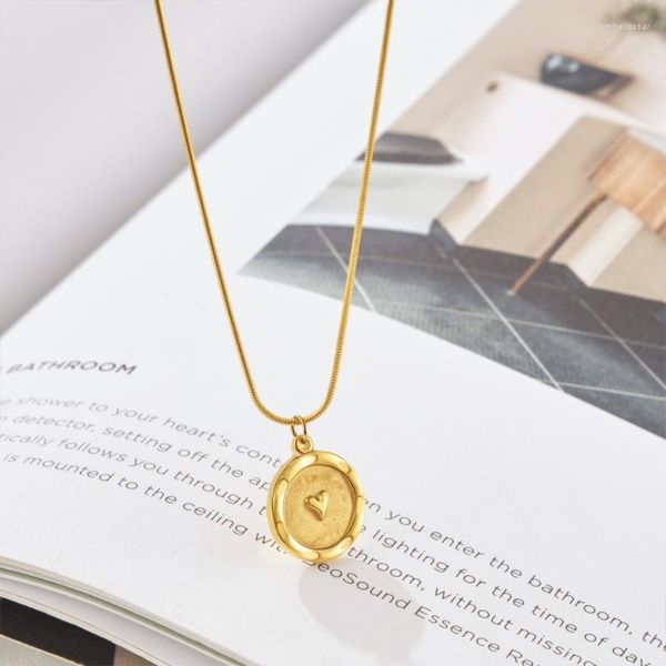 Colares pendentes de moda elegante coreana aço inoxidável 18k Gold em colar de moeda de moedas com um colar de moeda de ouro com um colar de jóias femininas