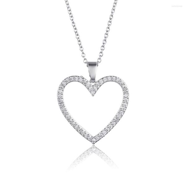 Подвесные ожерелья женщины серебряный сердечный сердце