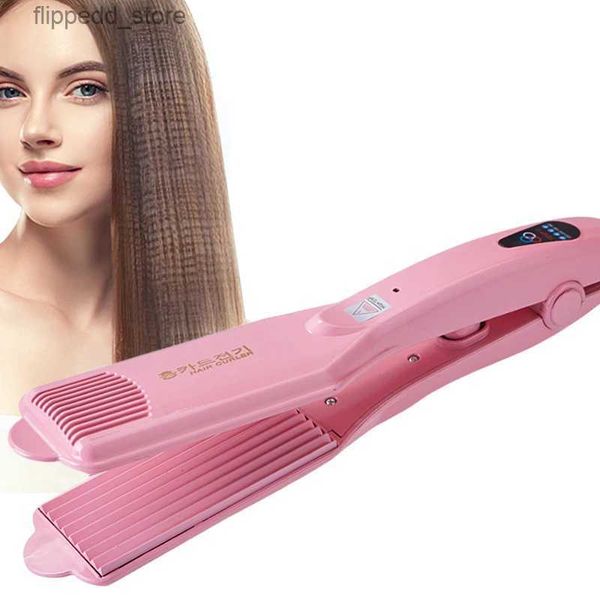 Ferros de ondulação de cabelo cerâmico Ferro ondulado Penteado fofo Placas largas Fast Hair Crimper Flat Iron Curling Wave Volumizing Hair Styler Tool Q231128