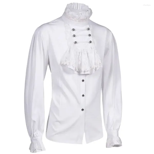 Camicie casual da uomo Costume di Halloween da uomo Cosplay Rinascimento vittoriano Top Chemise Homme Uomo Pirata medievale con volant Steampunk gotico