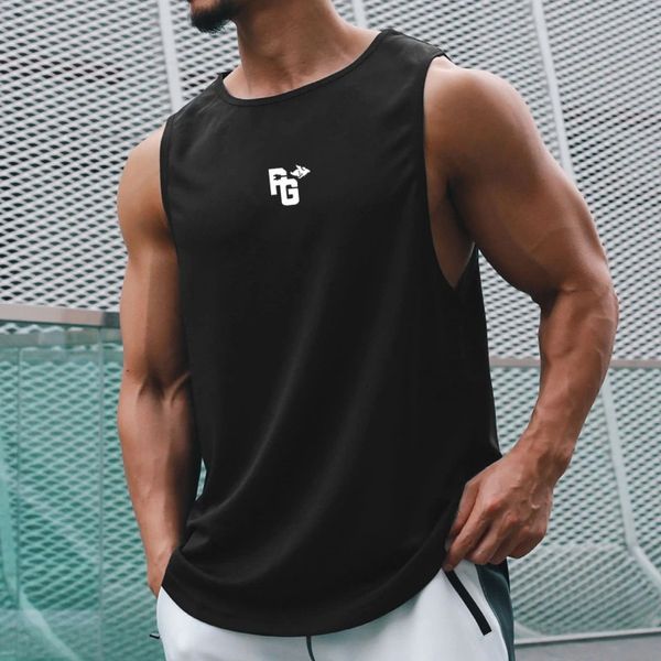 Tanques masculinos tops masculinos verão respirável top gym gym fitness workout camisas sem mangas colete de hip hop slim slim slim tshirt man brand roupas 230427