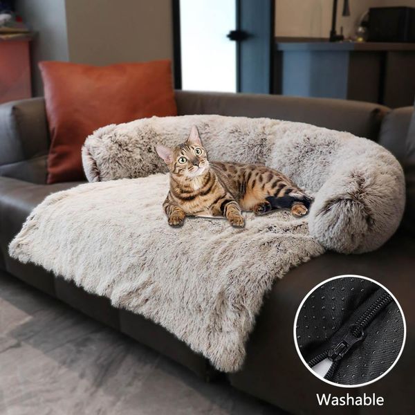 Matten Haustier Katze Bett Sofa Abnehmbare Abdeckung Große Hund Couch Bett Waschbar Plüsch Hunde Zwinger Warm Schlafen Haustiere Nest Kissen Bett für Katzen