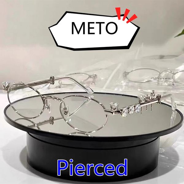 Montature per occhiali da sole GENTLE METO Design di lusso 2023 Pierced Wedding Diamond Series Oval Small GM Frame Glasses Co Branded Style 231127