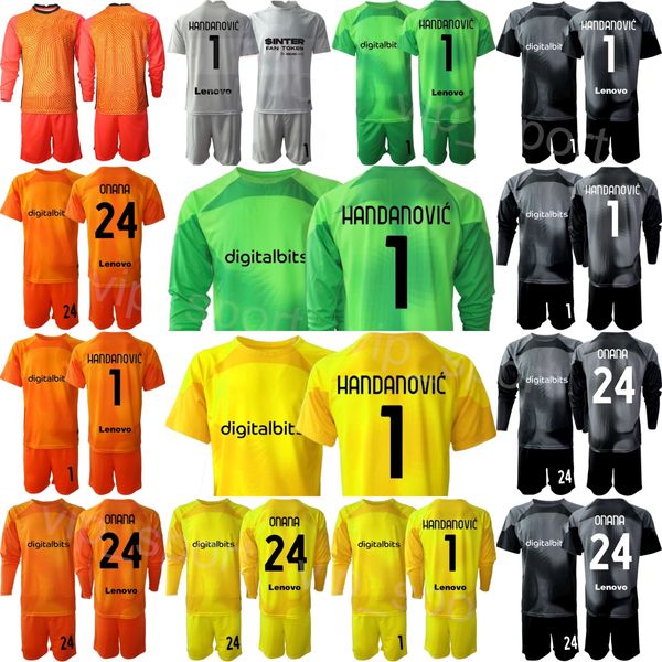 Vereinsmannschaft 22/23 Mann Inter GK Mailand 24 ONANA Fußballtrikot-Set Torwart Langarm 1 Yann Sommer Samir Handanovic 12 Julio Cesar Walter Zenga Fußballtrikot-Sets