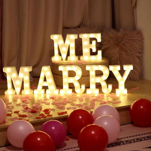 Altri articoli per feste a LED 3D Lettera inglese Luce notturna Sposami Proposta di matrimonio Lampada da notte Appesa a parete Festa di matrimonio creativa Decorazione per interni ed esterni 231127