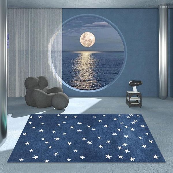 Tapetes quadrados de céu estrelado tapete simples quarto quarto mesa de café de cabeceira de cabeceira infantil com um cobertor rastejante