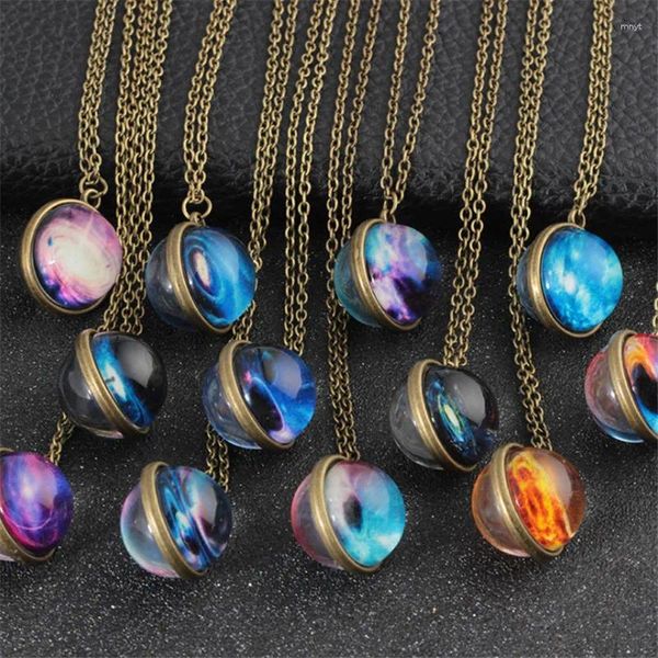 Collane con ciondolo Collana unica in vetro che si illumina al buio, gioielli, universo luminoso, galassia, luna, per donna, ragazza, regalo speciale