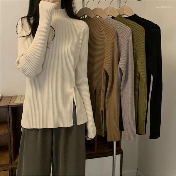 Damenpullover Zeitlich begrenzter Rabatt Mode Koreanischer Stil Lose Kleiner Rollkragenpullover Schlitz Strickpullover Mantel Für Frauen - 2023Herbst