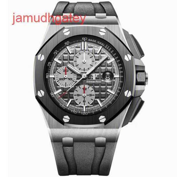 Ap Swiss Relógio de luxo Royal Oak Offshore Series 26470IO Elefante cinza liga de titânio traseiro transparente masculino cronometragem moda lazer negócios máquinas esportivas Wath SY