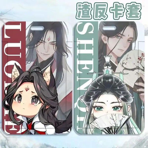 Portachiavi Scum Villain Sistema di auto-risparmio Portachiavi Anime Copertina della carta Shen Qingqiu Luo Binghe Portachiavi Cosplay Cordino Bus Set Ciondolo