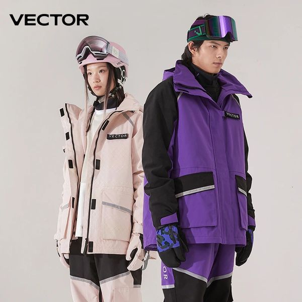 Altri articoli sportivi VECTOR Marca Uomo Donna Giacca da sci Inverno Caldo Antivento Impermeabile Tuta da sci Sport all'aria aperta Cappotto da snowboard Splicing doppia piastra 231127