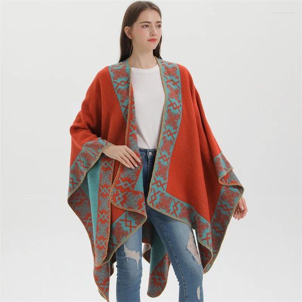 Sciarpe 2023 Imitazione Cashmere Donna Plaid Sciarpa con cappuccio Inverno Scialle di lusso Lady Wrap Coperta Pashmina Poncho