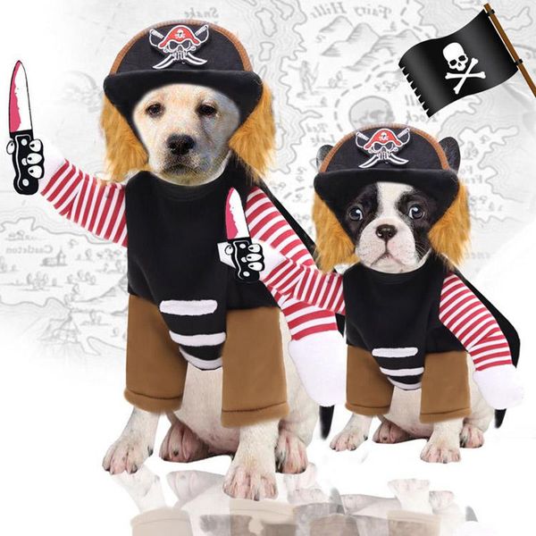 Hoodies em cães grandes pirata virou engraçado animal de estimação gato dourado dia das bruxas roupas essenciais suprimentos