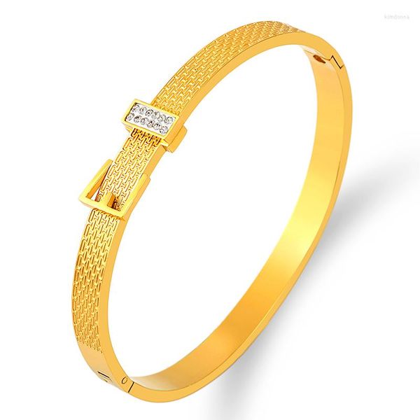 Braccialetto di design della cintura di moda del braccialetto con pietre in acciaio inossidabile per gioielli punk da regalo di marca da donna a vite in oro