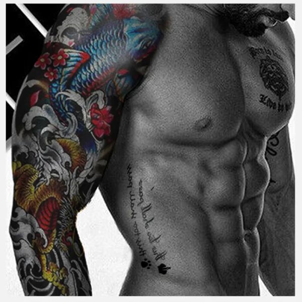 Ts006 adesivos de tatuagem temporária, tamanho grande, 17x48, à prova d'água, para arte corporal nua, manga de braço, design 3d bj