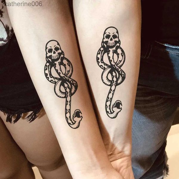 Tatuagens Adesivos de Desenho Colorido 5 PCS Comensais da Morte Marca Negra Maquiagem Tatuagens Adesivos Acessórios de Cosplay e Festa de Dança Dança Braço Art Tatuagem AdesivosL231128