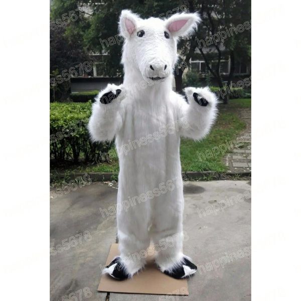 Costumi della mascotte del cavallo bianco di prestazione Vestito del personaggio dei cartoni animati Vestito di carnevale per adulti Taglia Abiti di carnevale per feste di Natale di Halloween