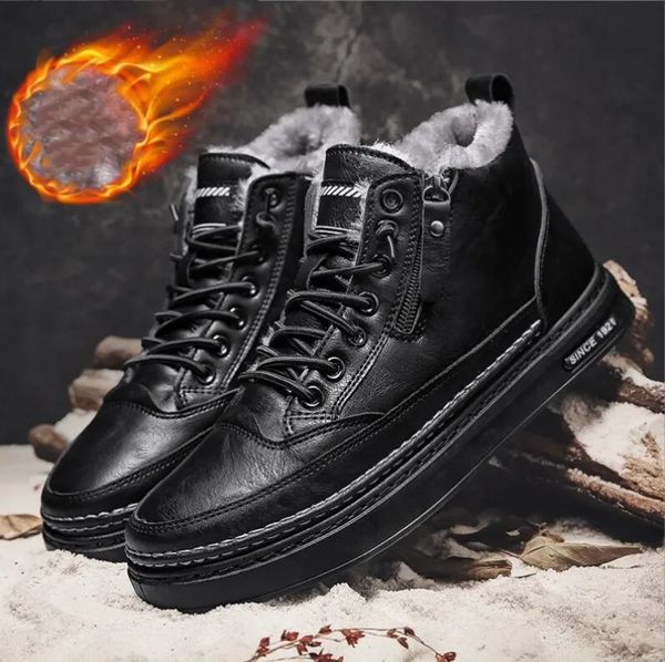 Botas homens inverno sapatos de algodão hightop moda casual tendência tornozelo plana versão coreana ferramental estudante 231128