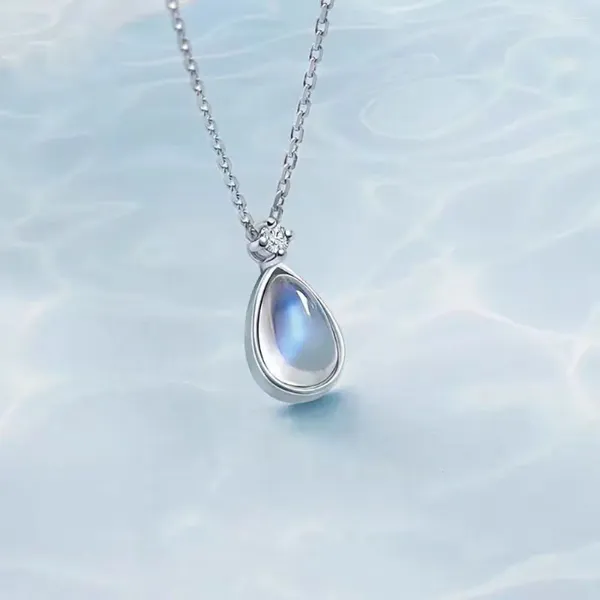 Colares Pingente Moonstone Colar Fina Cadeia Dainty Lágrima Hipoalergênica Mulheres Pescoço Jóias Elegante Presente Para Meninas Adolescentes