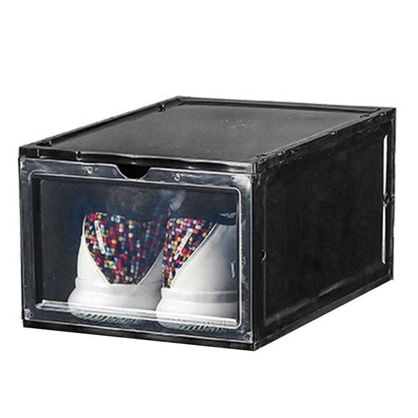 Depolama kutuları pp şeffaf çekmece kasası plastik ayakkabı es istiflenebilir kutu ayakkabılar depolama organizatör ekran kutusu w0428
