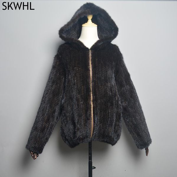 Pelz Neue Stil Frauen Echte Nerz Pelz Jacke Mantel Winter Warme Mode Lässig Echt Pelzmantel Dame Warme Weiche Gestrickte nerz Pelz Outwear