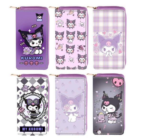 Mode Kawaii Pink Purple Kuromi Melody Geldbörse Große Kapazität Kartenhalter Reißverschlusstasche Zubehör Mischen Sie Stile PU