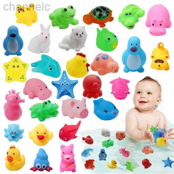 Torros de banho 13pcs bebê animais fofos de brinquedo nadar água macia bloat squeeze som crianças lavarem presentes engraçados