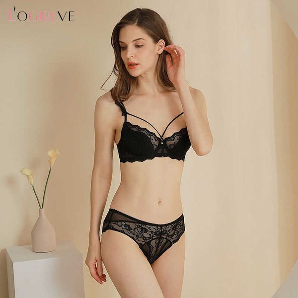 Seksi set logirve ultra ince brassiere nakış b c fincan bras kadın iç çamaşırı setleri seksi sütyen külot seti dantel iç çamaşırı şeffaf p230428