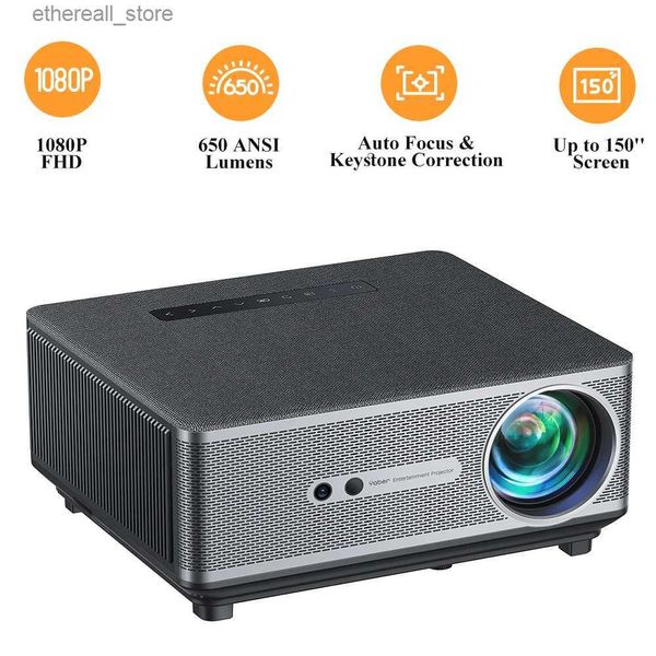 Projektörler Yaber K1 Full HD 1080p Projektör Otomatik Odak/Keyston WiFi6 Bluetooth 650 ANSI 4K Destek Projektör LED House Sinema Sineması Beamer Q231128