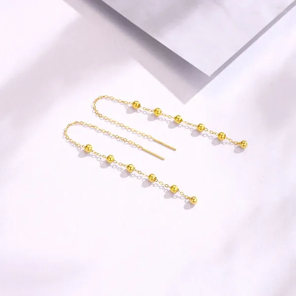 Brincos pendurados LABB Simples Bead Cortina 18K Ouro Earline Feminino Versátil Moda Longa Boutique Jóias Presente E224