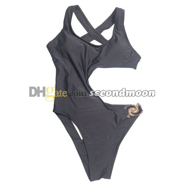 Costume da bagno sexy a vita cava Costume da bagno push up da donna Costume intero da bagno tinta unita con imbottitura