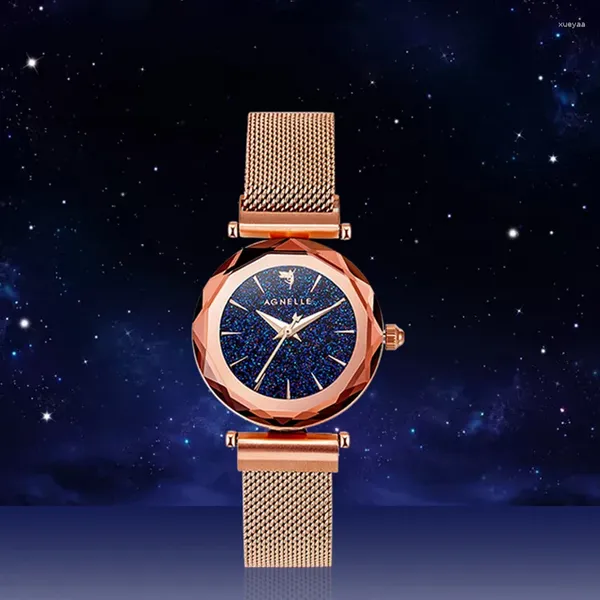 Orologi da polso Orologio al quarzo con cielo stellato di lusso Orologi da donna con diamanti alla moda Orologio da polso da donna con cinturino magnetico in acciaio inossidabile bohémien