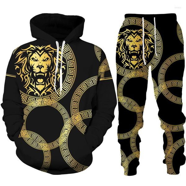 Erkeklerin Trailtsuits 3D Baskılı Hoodie/Pantolon/Takım Erkekler Sıradan Grafik Sokak Giyin