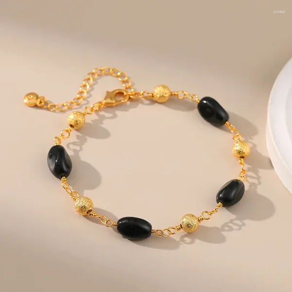 Strand Ccgood Moda Takı Rhinestone Siyah Bilezik Kadınlar için Ball Şekli Altın Kaplama 18 K Kaliteli Minimalist Pulseras Mujer